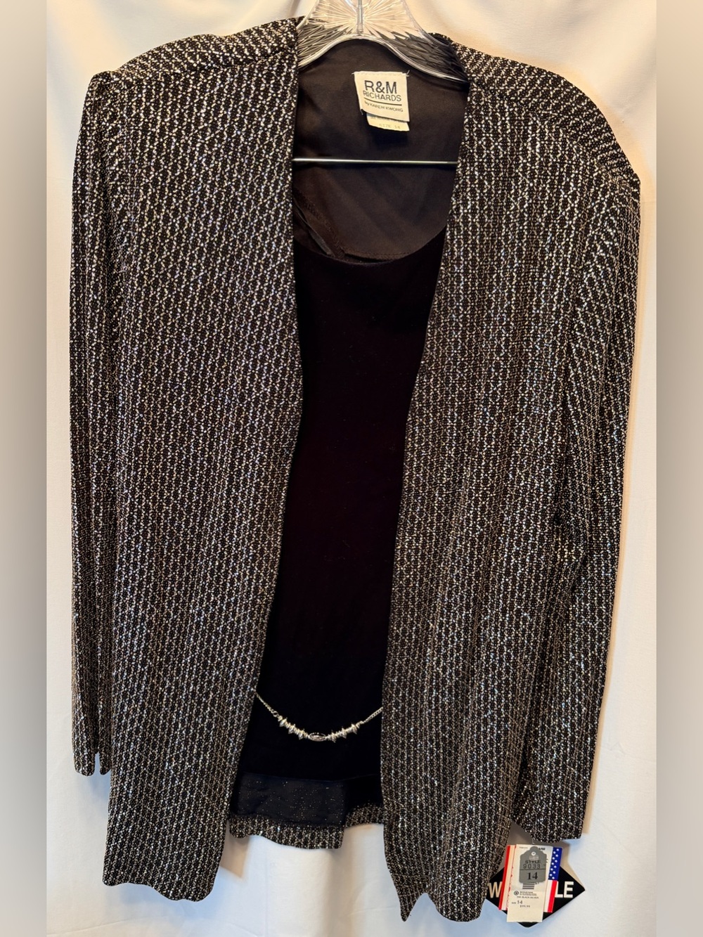 NEW Vintage R&M Richards Karen Kwong 14 Embellished Jacket Black Silver W/ Tank